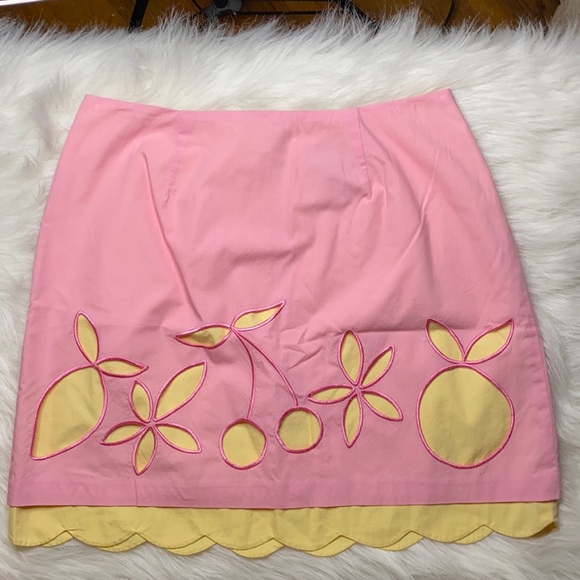 Lilly Pulitzer Dresses & Skirts - Vintage Lilly Pulitzer Yellow/Pink CutOut Skirt 4